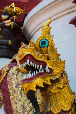 Sculpture Dragon in a Buddhist temple. Chiangmai. Thailandの写真素材