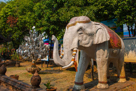 Elephant statue in a Buddhist temple. Chiangmai. Thailandの写真素材