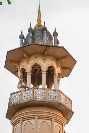 Beautiful Muslim mosque in the evening. Bago in Myanmar. Burma.の写真素材