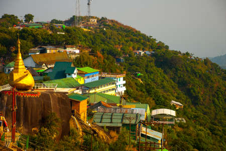 Golden rock or Kyaiktiyo pagoda. View from the mountains. Myanmar. Myanmarの写真素材
