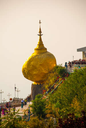 Golden rock or Kyaiktiyo pagoda. Myanmar. Burma.の写真素材