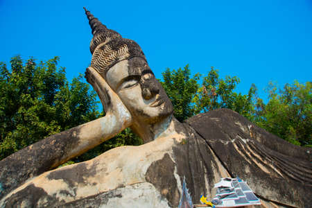 Huge Park with lots of scary and mystical sculptures in the capital of Laosの写真素材