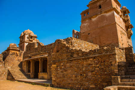 Chittorgarh Fort, Rajasthan, India. Chittorgarh Fort, the largest fort in India. Hindu Temple in the fort.の写真素材