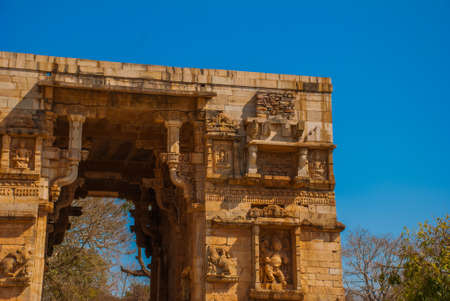 Chittorgarh Fort, Rajasthan, India. Chittorgarh Fort, the largest fort in India. Hindu Temple in the fort.の写真素材