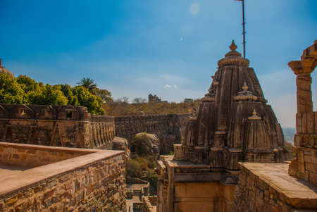 Chittorgarh Fort, Rajasthan, India. Chittorgarh Fort, the largest fort in India. Hindu Temple in the fort.の写真素材