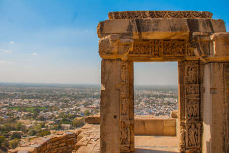 Chittorgarh Fort, Rajasthan, India. Chittorgarh Fort, the largest fort in India. Hindu Temple in the fort.の写真素材