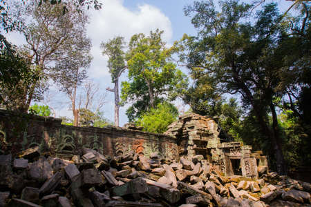 Ancient temples in the ancient city of Angkor in Cambodia.の写真素材