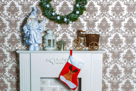 Interior with fireplace for the new yearの写真素材