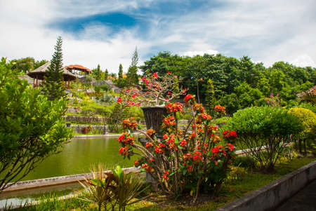 Architectural wonders at the Karangasem water temple in Bali, Indonesia. Beautiful Palace located on...