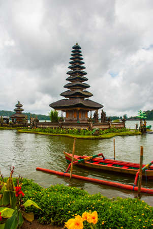 Pura Ulun Danu Batur is a temple in Bali situated on lake Beratan high up in a crater of an extinct volcano in Bali, Indonesiaの写真素材