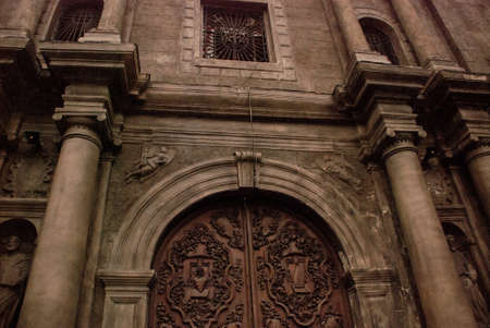 Beautiful Entrance gate Church of St. Augustine in the capital Manila, Philippinesの写真素材