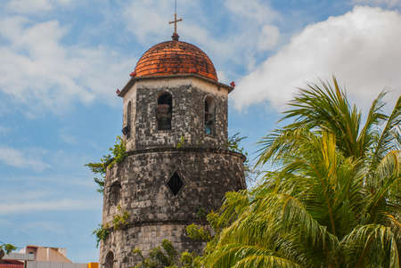 Old Historical Bell Tower Made of Coral Stones - Dumaguete City, Negros Oriental, Philippinesの写真素材
