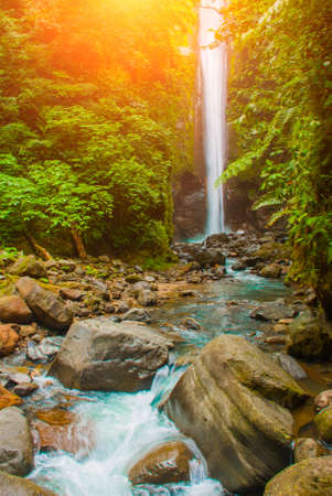 Casaroro waterfall in the national Park, Valencia, island Negros.の写真素材