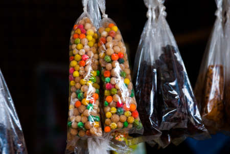 Local market in the Philippines. Closeout colorful balls in the package. Pandan, Panay islandの写真素材