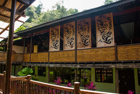 Traditional wooden houses in the Kuching to Sarawak Culture village. Borneo, Malaysiaの写真素材
