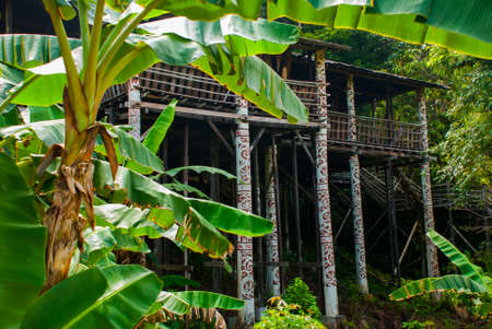 Traditional wooden houses Rumah Orang Ulu in the Kuching to Sarawak Culture village. Borneo, Malaysiaの写真素材