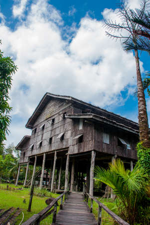 Traditional wooden houses Nelanau Yall in the Kuching to Sarawak Culture village. Borneo, Malaysiaの写真素材