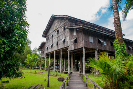Traditional wooden houses Nelanau Yall in the Kuching to Sarawak Culture village. Borneo, Malaysiaの写真素材