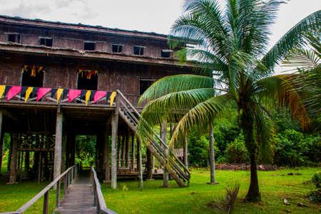 Traditional wooden houses Nelanau Yall in the Kuching to Sarawak Culture village. Borneo, Malaysiaの写真素材