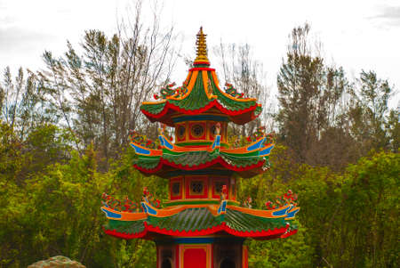 Beautiful Chinese Temple Tua Pek Kong. Miri city, Borneo, Sarawak, Malaysiaの写真素材
