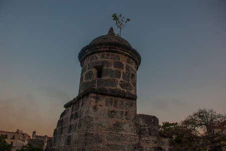 La Real Fuerza Fortress in the evening. Castillo de la Real Fuerza - Old Havana, Cuba.の写真素材
