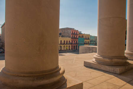 Capitolio Nacional, El Capitolio.Top view from behind the column to the street. Havana capital of Cubaの写真素材