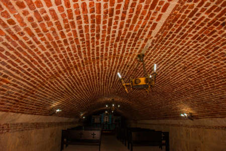 Castillo Del Morro. Havana. Antique chandelier on the ceiling. The old fortress Cubaの写真素材