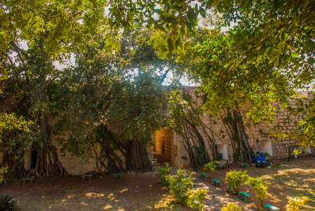 Fortaleza de San Carlos de La Cabana, Fort of Saint Charles entrance. Located on the elevated eastern side of the harbor entrance to Havana. Old fortress in Cubaの写真素材