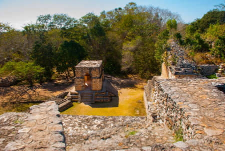Majestic ruins in Ek Balam, ancient Mayan city.Ek Balam is a Yucatec Maya archaeological site within the municipality of Temozon, Yucatan, Mexico.の写真素材