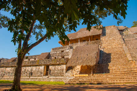 Majestic ruins in Ek Balam, ancient Mayan city.Ek Balam is a Yucatec Maya archaeological site within...
