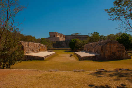 Ruins of Uxmal, an ancient Maya city of the classical period. One of the most important archaeological sites of Maya culture.Uxmal. Yucatan, Mexicoの写真素材