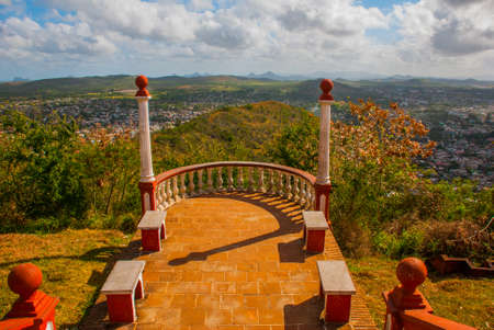 Cuba. Holguin:Landscape from the top overlooking the city Holguin from Hill of the Cross. Sightseeing in the city with an observation deck.の写真素材