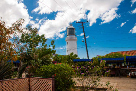 Lighthouse near the Castle San Pedro de la Roca del Morro, Santiago de Cuba, Cuba.の写真素材