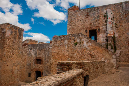 Santiago de Cuba, Cuba, Fort Castillo del Moro: Landscape with a view of the fortress walls. Castle San Pedro de la Roca del Morro.の写真素材