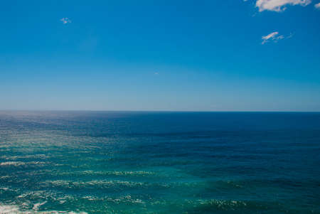 View of the bay of Santiago de Cuba, Cuba. Beautiful landscape with views of the turquoise and blue watersの写真素材