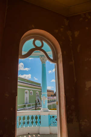 The interior of the Palace, overlooking the city from the Windows. Cienfuegos, Cuba. Palacio Ferrer in Jose Marti Park, House Of The Culture Benjamin Duarte.の写真素材
