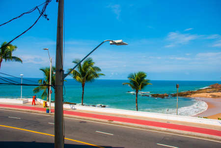 Brazilian beach with yellow sand and blue sea in Sunny weather. Brazil. Sao Salvador da Bahia de...
