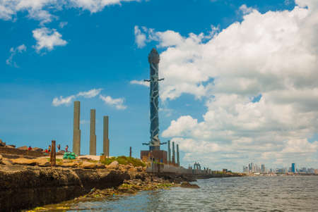 RECIFE, PERNAMBUCO, BRAZIL: Haborside park on a reef featuring unique works by the famous Brazilian sculptor Francisco Brennand. South Americaの写真素材