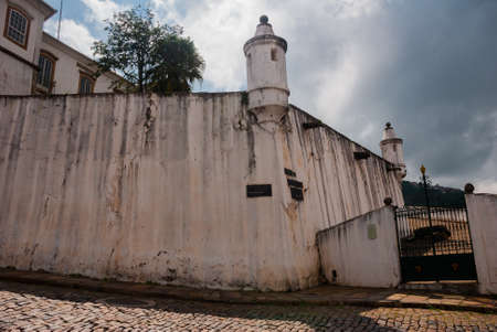 Ancient and historical fortification in colonial architecture at Ouro Preto, Brazil, Minas Gerais