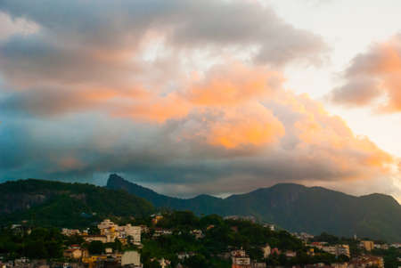 Rio de Janeiro, Brazil, America: Beautiful landscape with views of skyscrapers at sunset in Rio de Janeiro.の写真素材