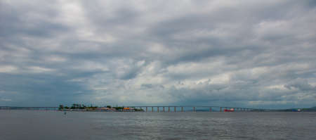 Rio Niteroi Bridge in Guanabara Bay, Rio de Janeiro, Brazil, Americaの写真素材