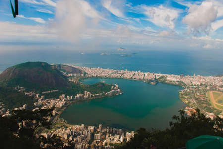 Panorama of Rio de Janeiro seen from Corcovado mountain in Rio de Janeiro, Brazil, Americaの写真素材