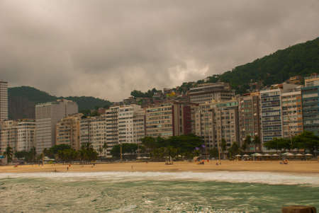 Rio de Janeiro, Copacabana beach, Brazil: Beautiful landscape with sea and beach views. The most famous beach in Rio de Janeiro, Brazilの写真素材