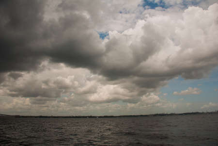 Manaus, Amazonas, Brazil, South America: Popular tourist trip on the ship. View from the boat to the port city of Manaus.の写真素材