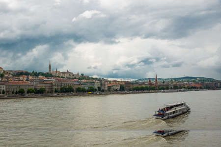 Budapest, Hungary, Europe: Church of St. Matthias, Fisherman's Bastion, Calvinist Church shore view's of the Danubeの写真素材