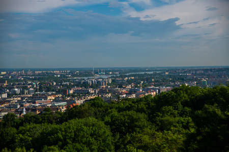 Budapest, Hungary, Europe: Beautiful top view of the city and the Danube river. Panorama of the old town from the hill.の写真素材