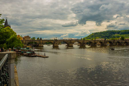Karluv Most, Prague, Czech Republic, Europe: Beautiful view of Charles bridge.This bridge is the...