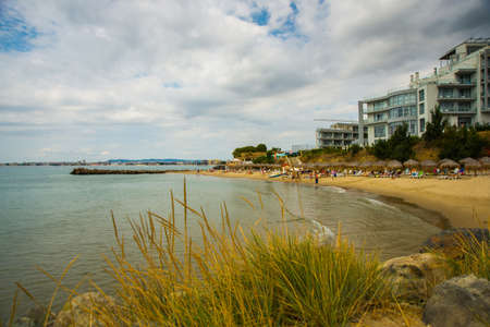 Bulgaria, Saint Vlas: Beautiful View on bay of Sunny beach resort, Nessebar, Bulgariaの写真素材