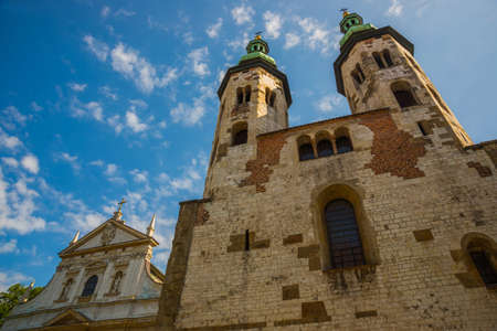 KRAKOW, POLAND: The Church of St. Andrew, romanesque style Krakow Poland Europeの写真素材