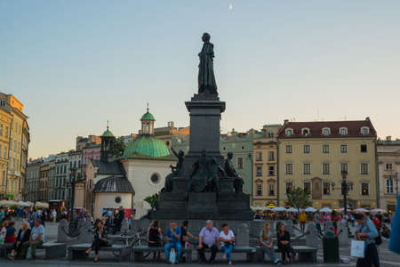 Krakow, Poland: Beautiful buildings in the historical center of Krakow, Market Square, Rynek Glowny in Poland. Europeの写真素材